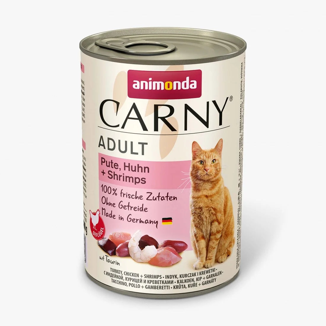Carny Adult - консервирана храна за котки с пуйка, пиле и скариди - 6 броя х 400 гр.