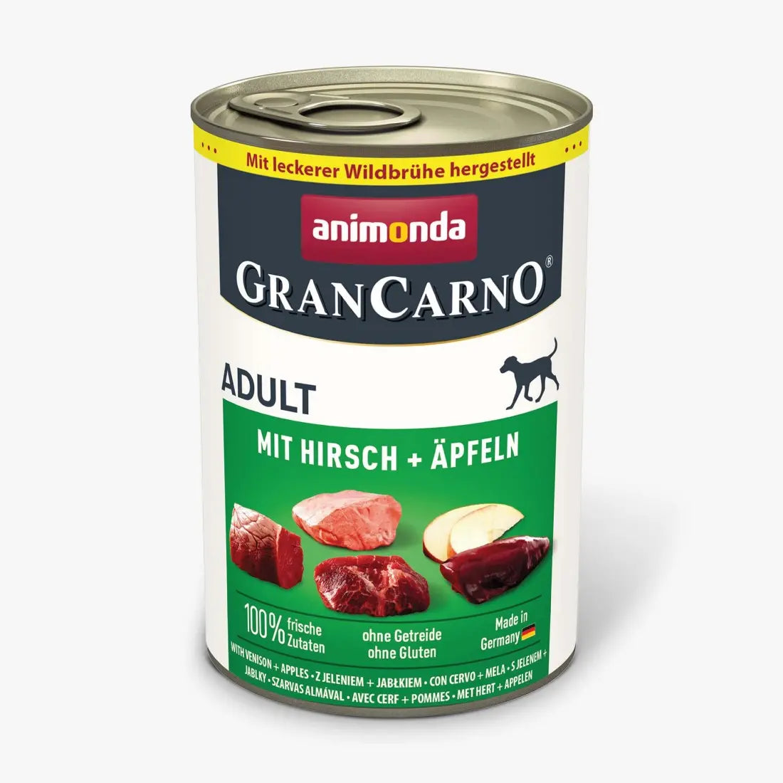 GranCarno - консервирана храна за кучета с еленско месо и ябълки - 6 броя х 400 гр.