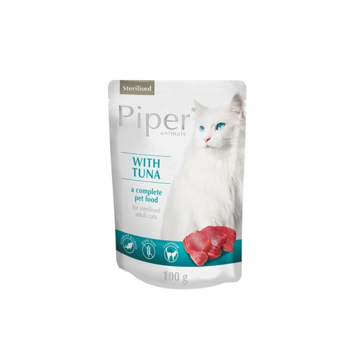 Piper Cat Sterilized - пауч за кастрирани котки с риба тон - 6 броя х 100 гр.