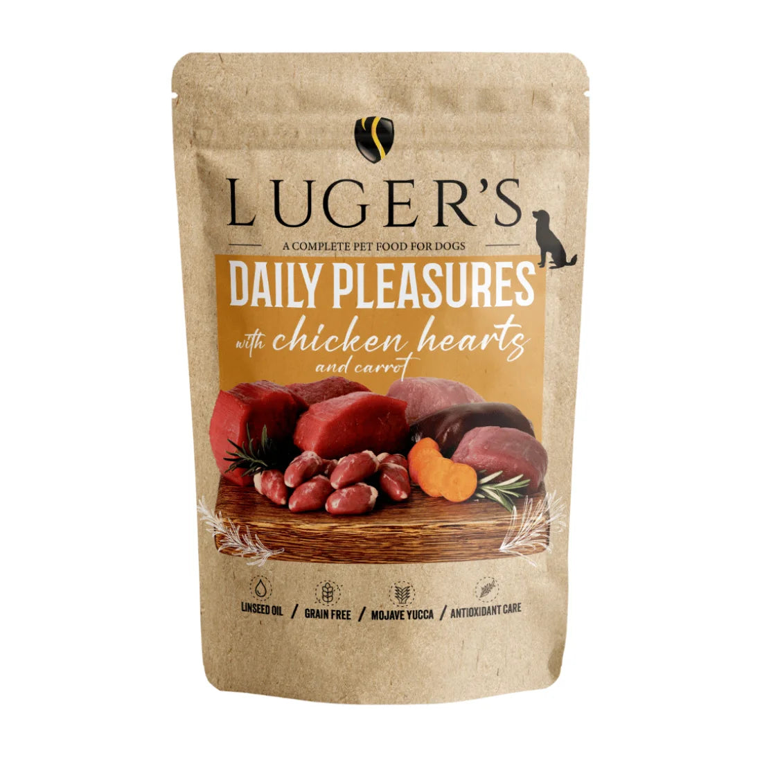 Luger`s Dog Adult - пауч с пилешки сърца и моркови - 6 броя x 500 гр.