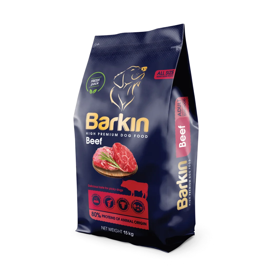 Barkin High Premium - суха храна за кучета с говеждо - 15 кг.