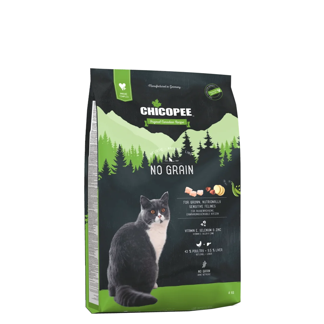Chicopee Holistic No Grain - суха храна за котки с чувствителен стомах - 8 кг.