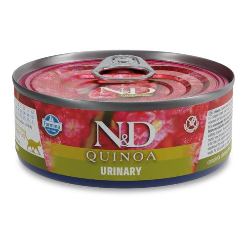 N&D Quinoa Urinary Adult Cat – мокра храна с патешко, киноа, червена боровинка и лайка за възрастни котки - 6 броя x 70 гр.