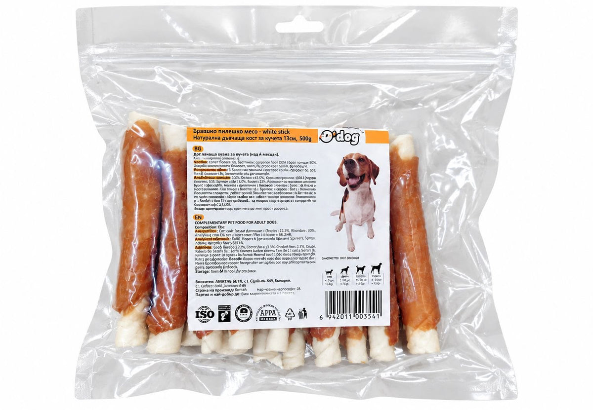 O'Dog - Лакомства за кучета натурална дъвчаща кост от пилешко месо - 500 гр.