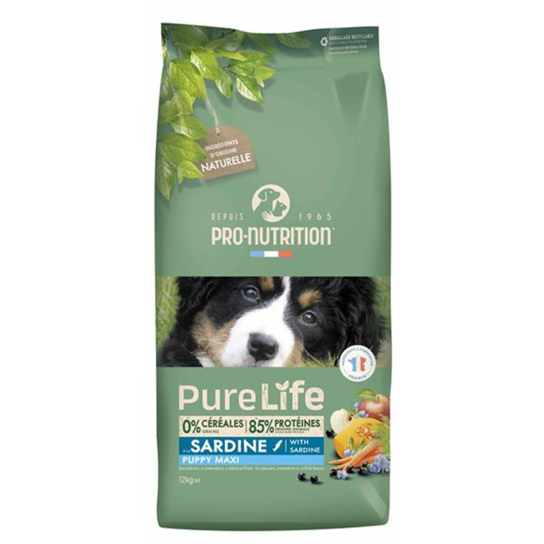 Pure Life Puppy Maxi - храна за подрастващи кучета от големи породи със сърдина - 12 кг.