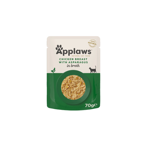 Applaws - пауч за котки пиле с аспержи в бульон - 6 броя х 70 гр.