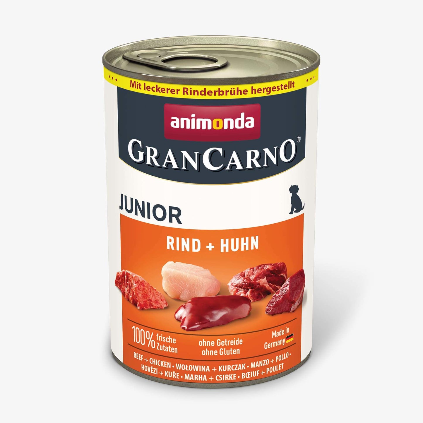 GranCarno Junior - консервирана храна за подрастващи кучета с пиле и говеждо - 6 броя х 400 гр.