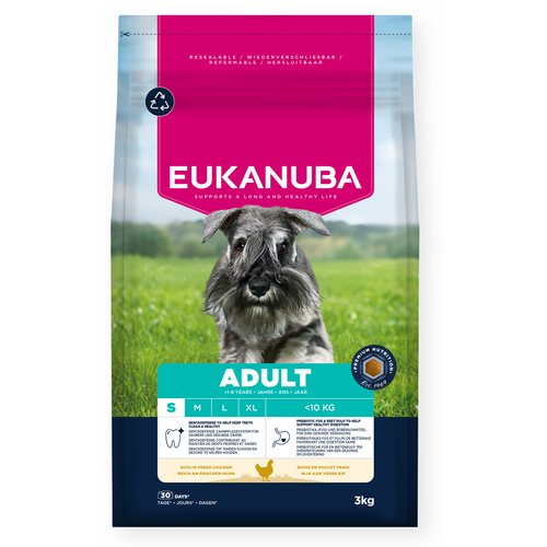 Eukanuba - суха храна за израснали кучета от дребни породи с пиле - 3 кг.