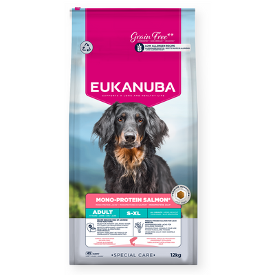 Eukanuba - суха храна за чувствителни кучета от всички породи със сьомга - 12 кг.