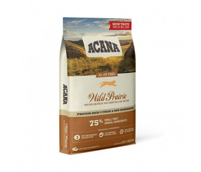 Acana Wild Prairie Cat – Суха храна за котки с пилешко месо, пуешко месо и риба – 4.5 кг.
