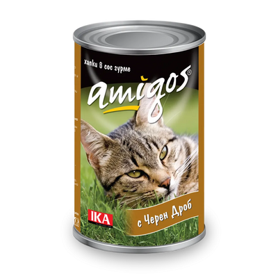 Amigos - консервирана храна за котки с черен дроб - 6 броя х 415 гр.