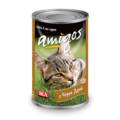 Amigos - консервирана храна за котки с черен дроб - 6 броя х 415 гр.