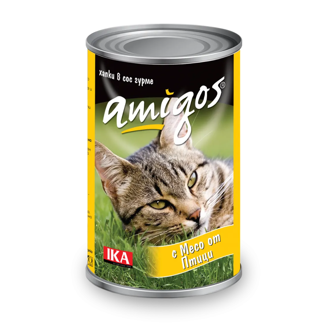 Amigos - консервирана храна за котки с птици - 6 броя х 415 гр.