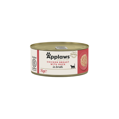 Applaws - консервирана храна за котки с пилешко филе и патица в бульон - 6 броя х 70 гр. или 6 броя х 156 гр.