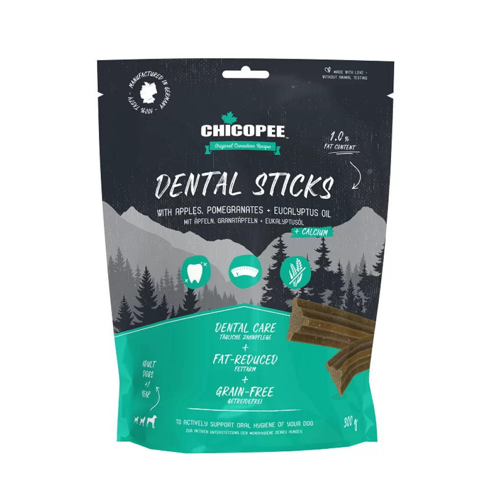 Chicopee Dental Sticks - дентални пръчици с ябълки, нар и масло от евкалипт - 300 гр.