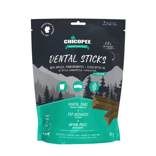 Chicopee Dental Sticks - дентални пръчици с ябълки, нар и масло от евкалипт - 300 гр.