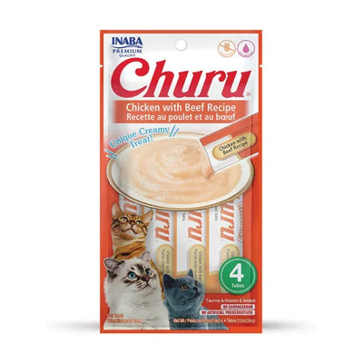 Inaba Churu Puree - Лакомство за котки с пиле и телешко - 4 броя в опаковка
