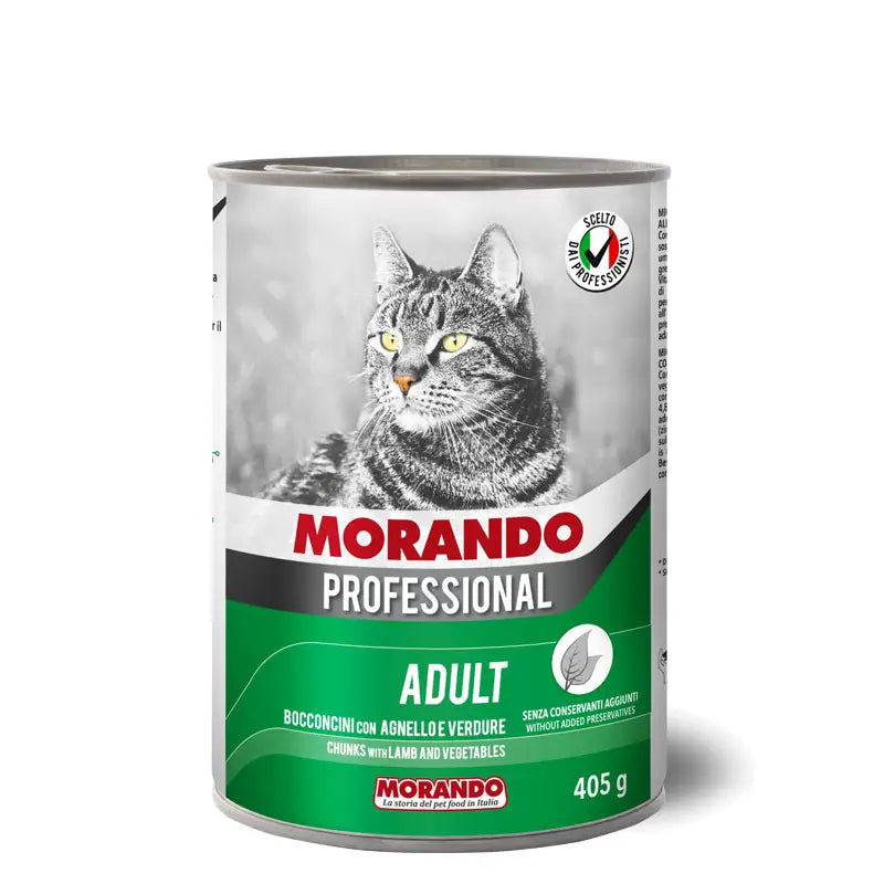 Morando - консервирана храна за котки с агнешко и зеленчуци - 6 броя х 405 гр.