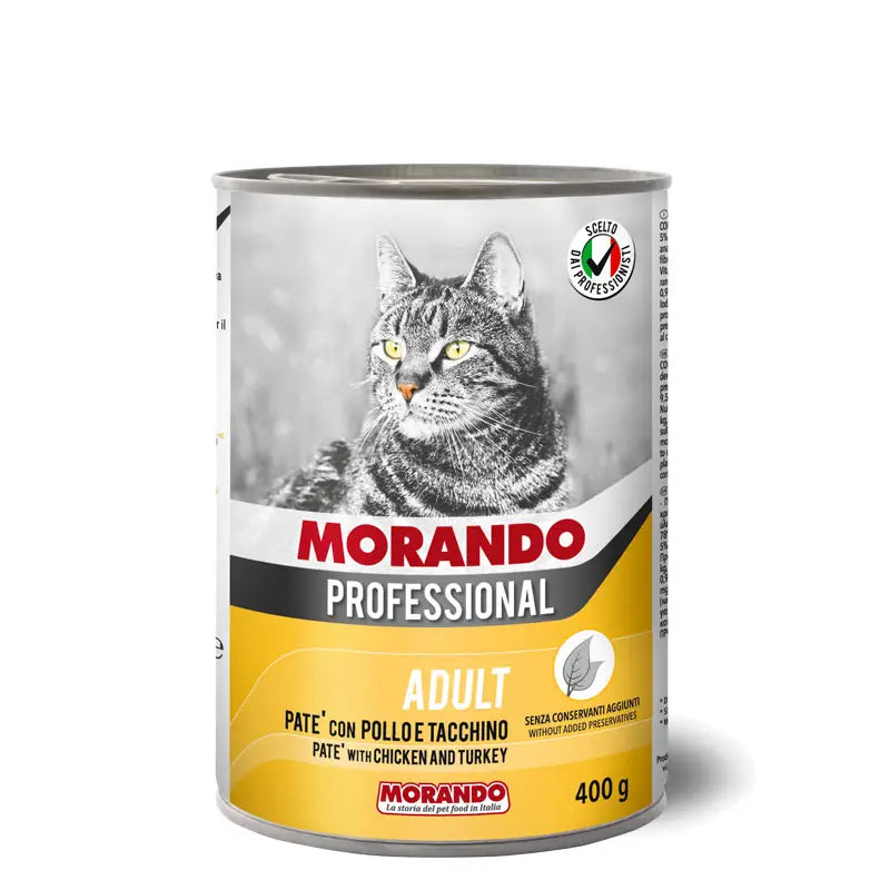 Morando - консервирана храна за котки с пиле и пуйка - 6 броя х 400 гр.