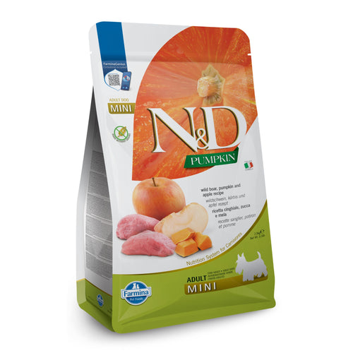 N&D Pumpkin Adult Mini – с глиганско, тиква и ябълка за възрастни кучета от дребни породи - Зоомагазин Веден
