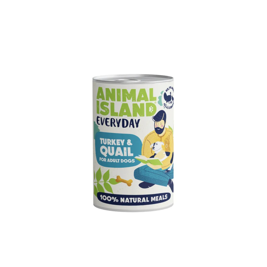 Animal Island – консервирана храна за кучета с пуешко и пъдпъдък - 6 броя x 400 гр.