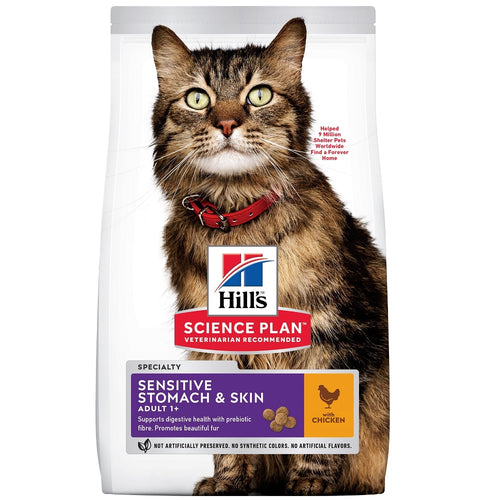 Hill’s - суха храна за котки с чувствителен стомах и кожа с пиле
