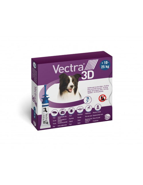 Vectra 3D - Противопаразитни пипети за кучета с тегло от 10 кг. до 25 кг. - 3 броя в опаковка