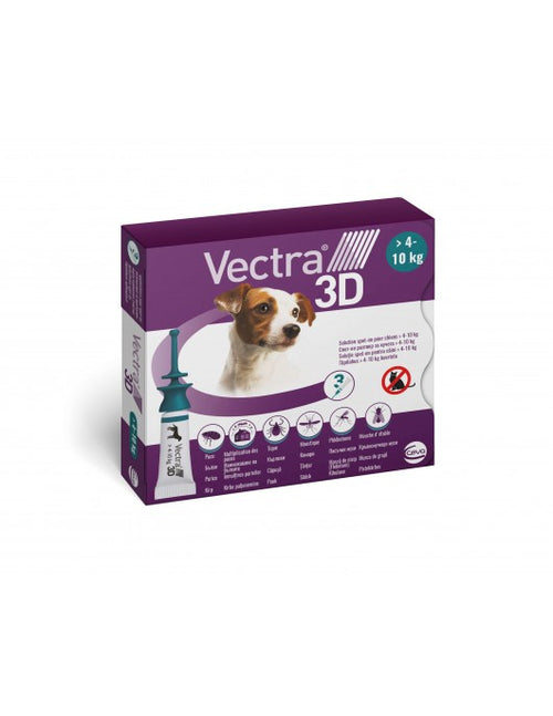 Vectra 3D - Противопаразитни пипети за кучета с тегло от 4 кг. до 10 кг. - 3 броя в опаковка