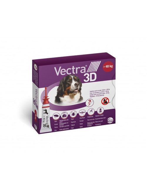 Vectra 3D - Противопаразитни пипети за кучета с тегло от 40 кг. до 60 кг. - 3 броя в опаковка