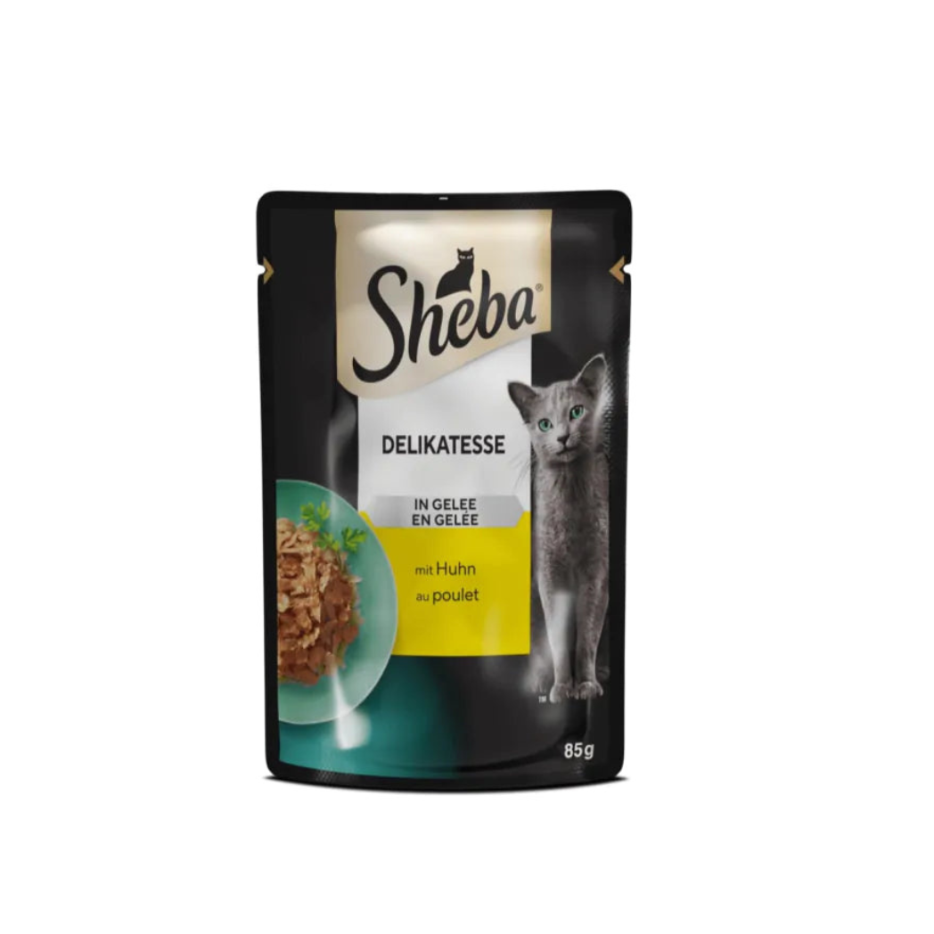 Sheba - паучове за котки с пиле - 12 броя x 85 гр.