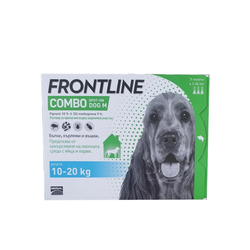Frontline Combo - Противопаразитни пипети за кучета от 10 кг. до 20 кг. - 3 броя в опаковка