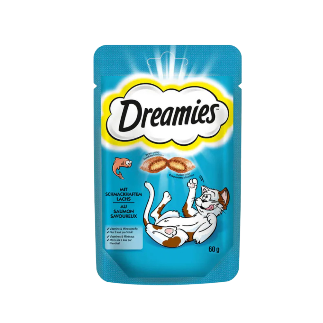 Dreamies - лакомство за котки със сьомга - 6 броя x 60 гр.