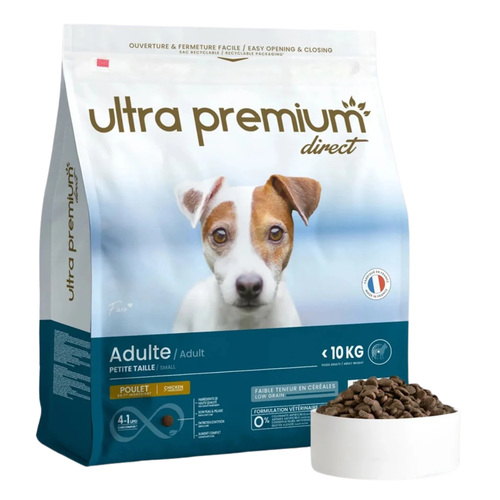 Ultra Premium - Суха храна за пораснали кучета от дребни породи – с ниско съдържание на зърно, 45% месни съставки, (пиле и риба) - 8 кг.