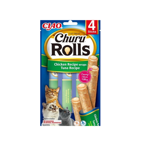 Inaba Churu Rolls - Лакомство за котки с пиле и риба тон - 4 броя в опаковка