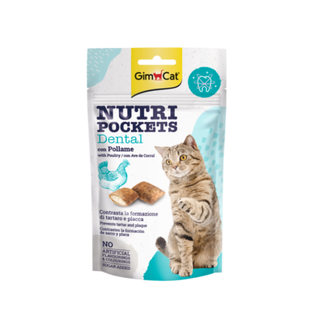 GimCat Nutri Pockets Dental - Лакомство за котки за зъби с птиче месо - 60 гр.