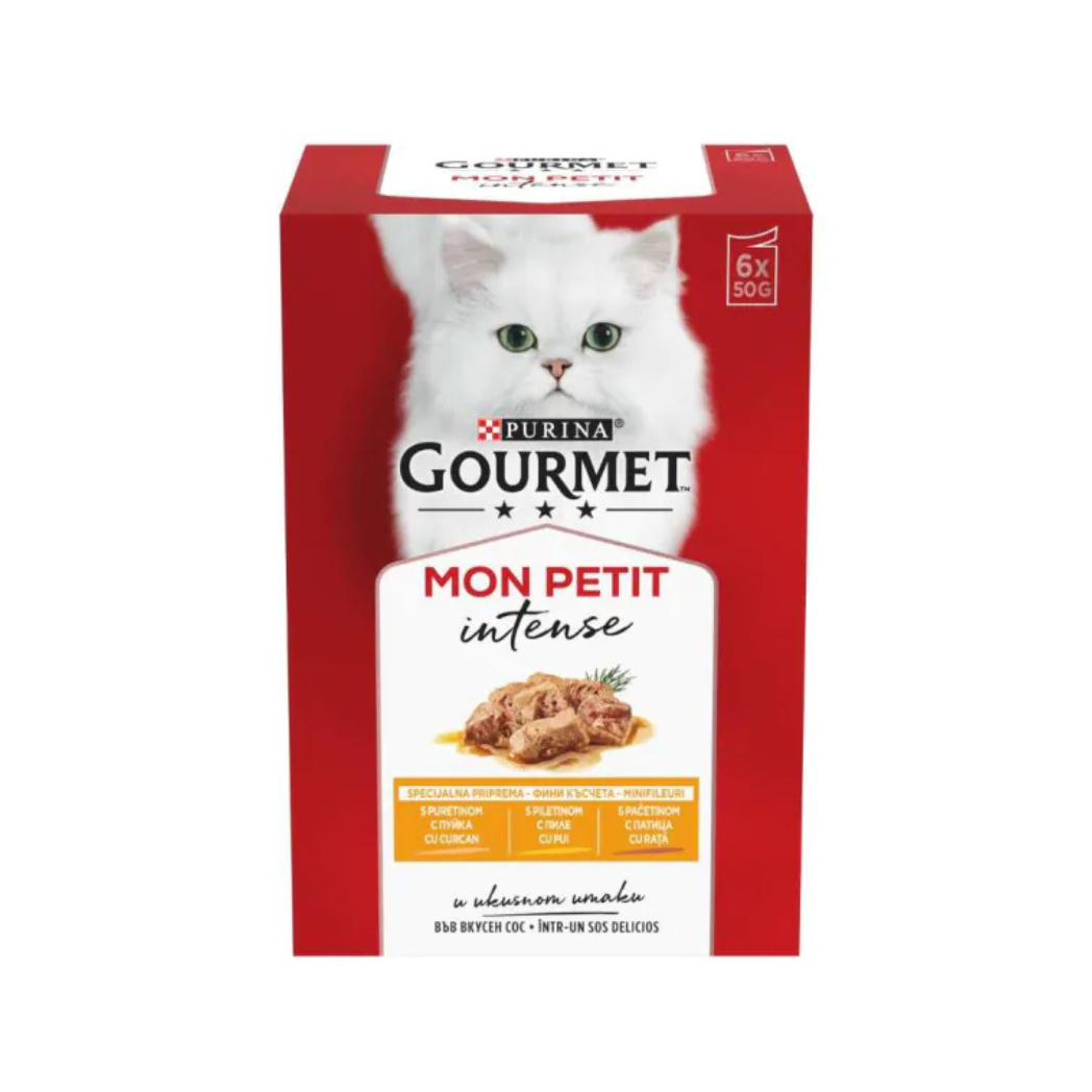 Gourmet Mon Petit - пауч за котки с пиле, пуйка и патица - 6 броя х 6х50 гр.