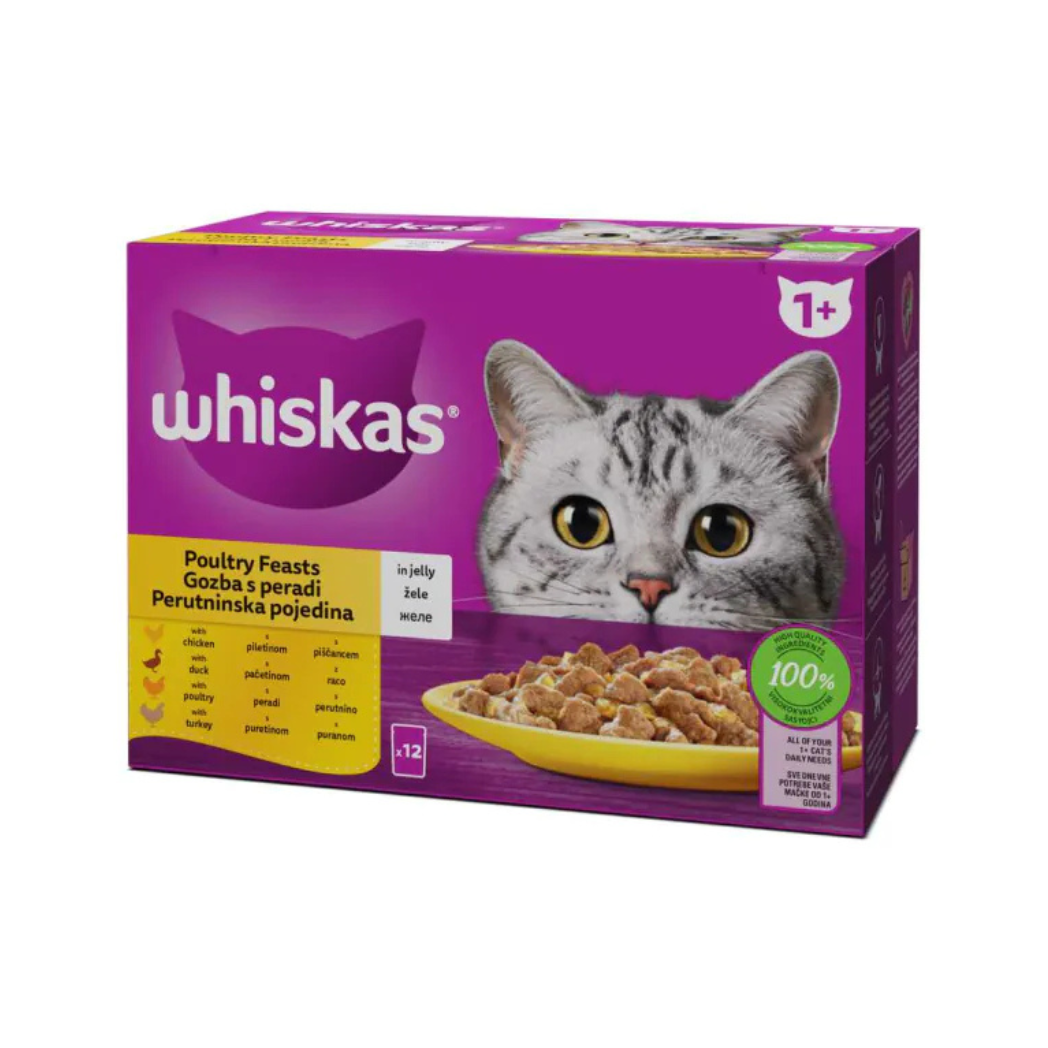 Whiskas - паучове за котки с птиче месо - 12 броя в опаковка х 85 гр.