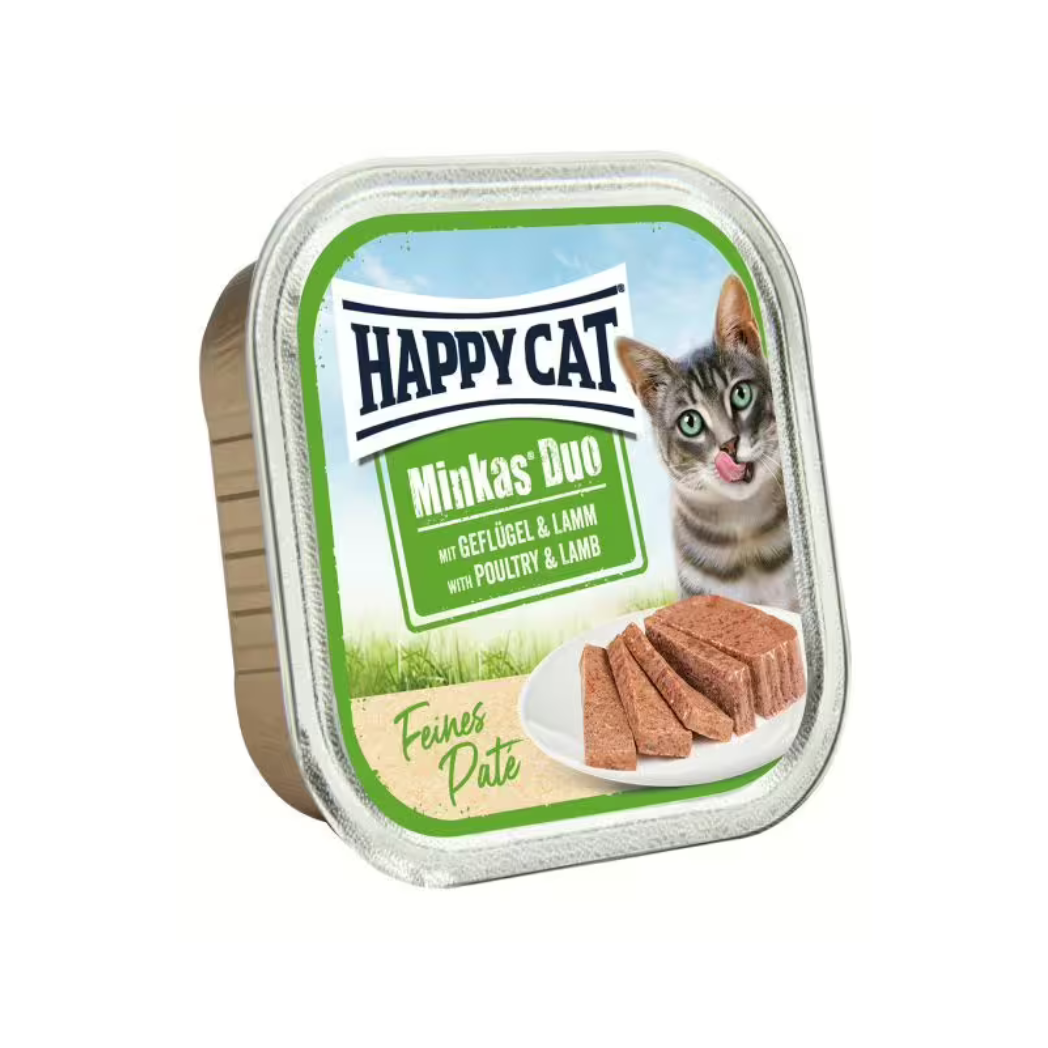 Happy Cat - пастет за котки с месо от домашни птици и крехко агнешко - 6 броя х 100 гр.