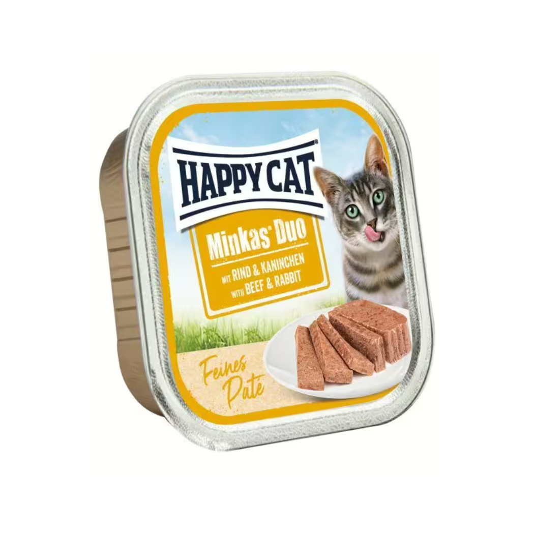 Happy Cat - пастет за котки с плътно говеждо и крехко заешко месо - 6 броя х 100 гр.