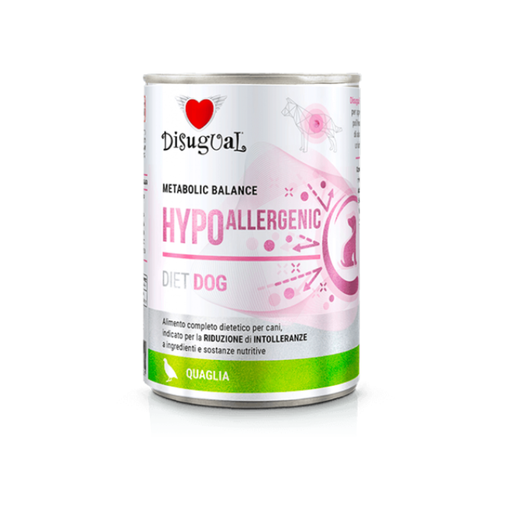 Disugual Metabolic Balance Hypoallergenic - Консервирана храна за кучета с пъдпъдък - 6 броя х 400 гр.