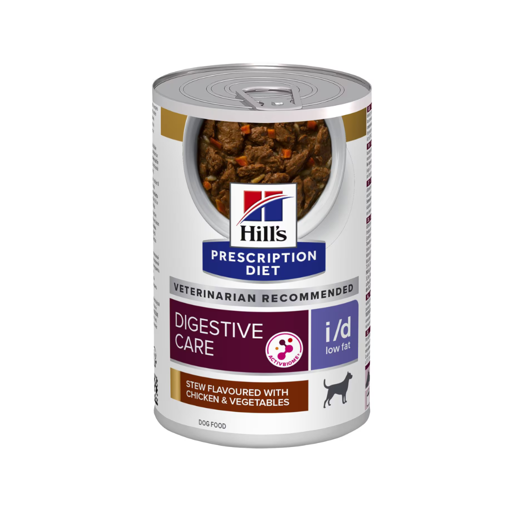 Hill's Prescription Diet Digestive Care Low Fat Stew - Консервирана храна за кучета с грижа за стомашно-чревният тракт - 6 броя х 354 гр.