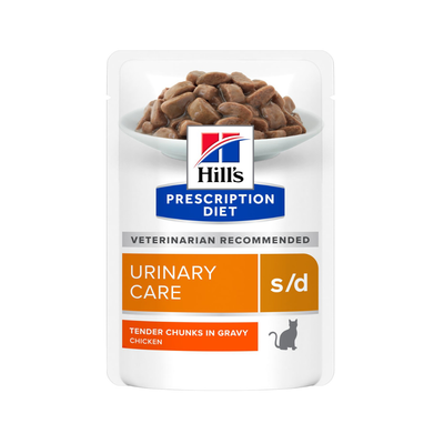 Hill's Prescription Diet s/d Urinary Care - Паучове за котки с грижа за уринарният тракт с пиле - 6 броя х 85 гр.