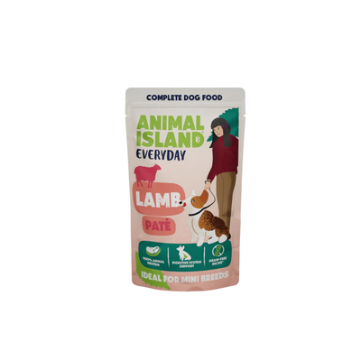Animal Island - паучове за кучета от мини породи пастет с агне - 6 броя x 150 гр.