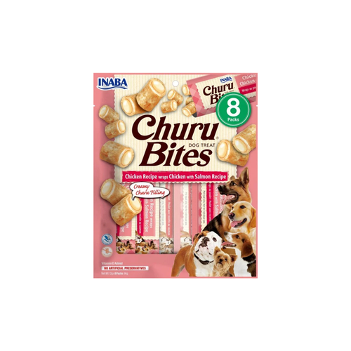 Inaba Churu Bites - Лакомство за кучета с пиле и сьомга - 8 броя в опаковка