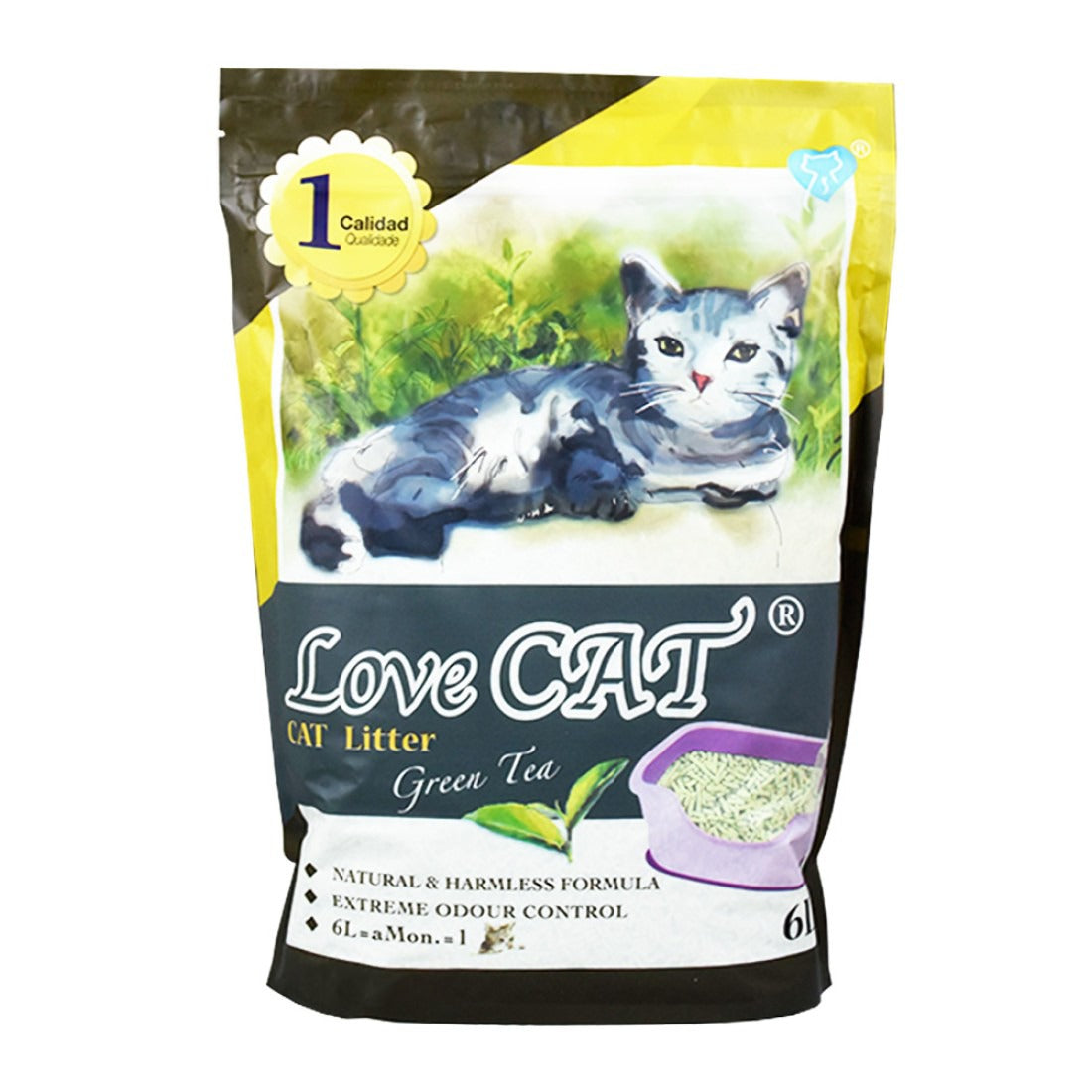 Love cat - биоразградима тоалетна със зелен чай - 6 литра