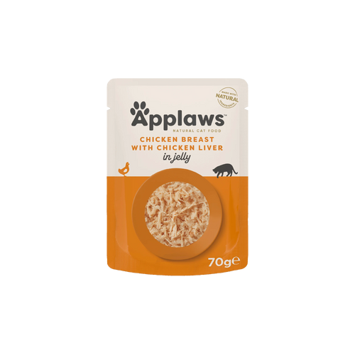Applaws - пауч за котки пиле и дроб в желе - 6 броя х 70 гр.