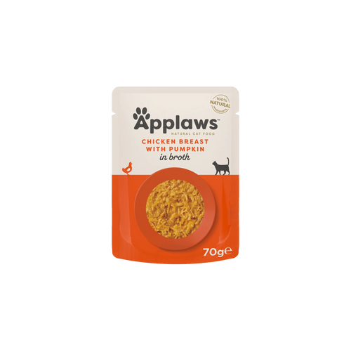 Applaws - пауч за котки пиле с тиква в бульон - 6 броя х 70 гр.