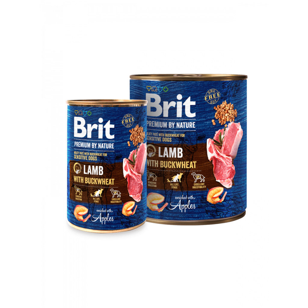 Brit Premium - консервирана храна за кучета с агнешко и елда - 6 броя х 400 гр. или 6 броя х 800 гр.