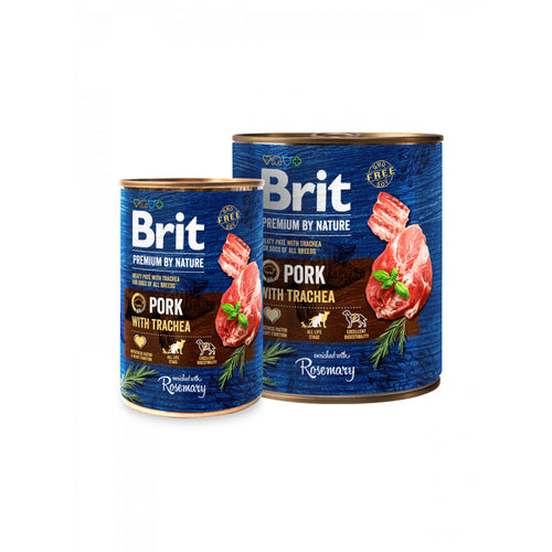Brit Premium - консервирана храна за кучета със свинско и трахея - 6 броя х 400 гр. или 6 броя х 800 гр.