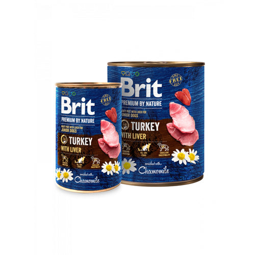 Brit Premium - консервирана храна за кучета с пуйка и черен дроб - 6 броя х 400 гр. или 6 броя х 800 гр.